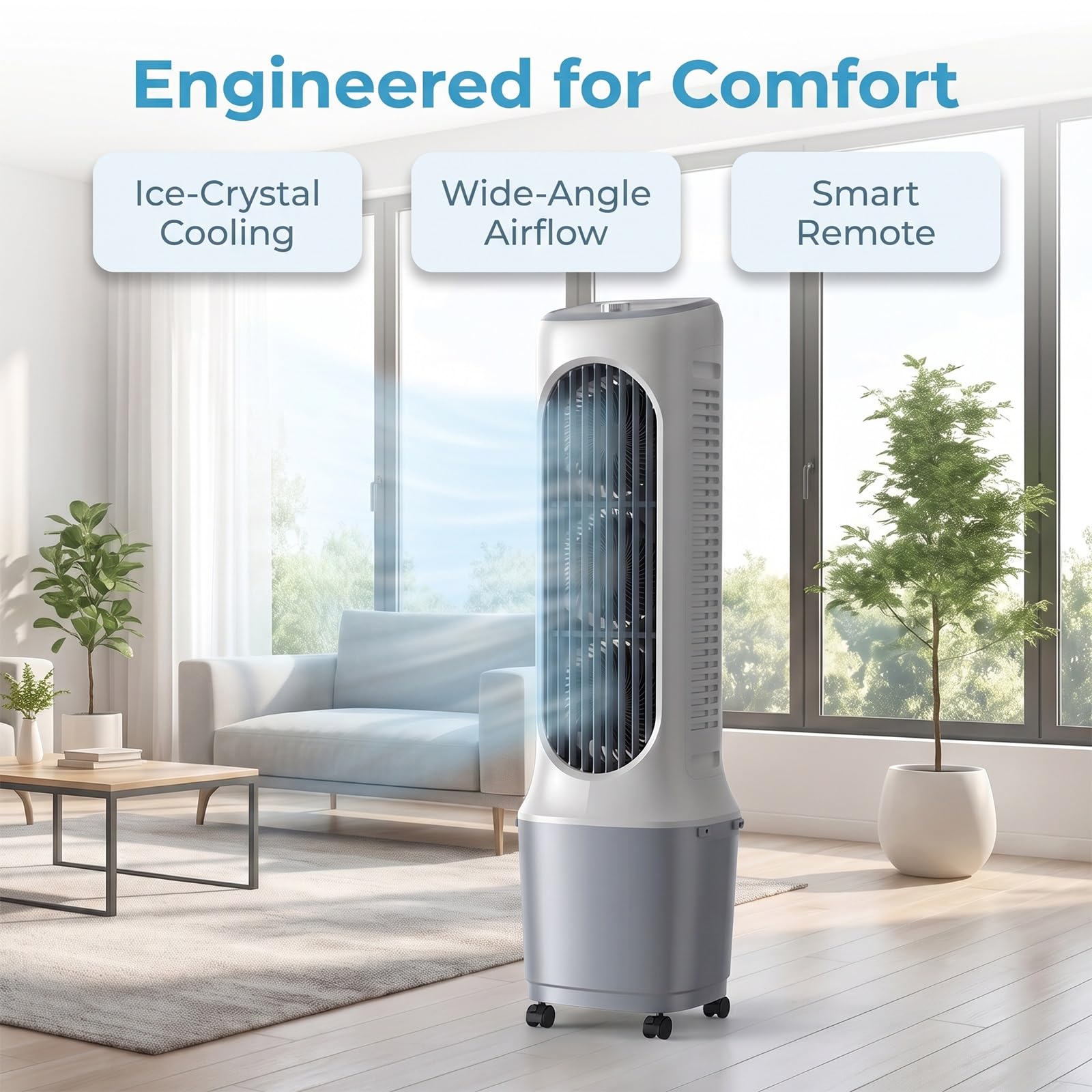 Condizionatore Portatile senza tubo 14L, Raffrescatore d'Aria | Portable Air Conditioning, 12 Velocità, Timer 1-12h, Telecomando, Oscillazione 120°, for Camper Casa Ufficio