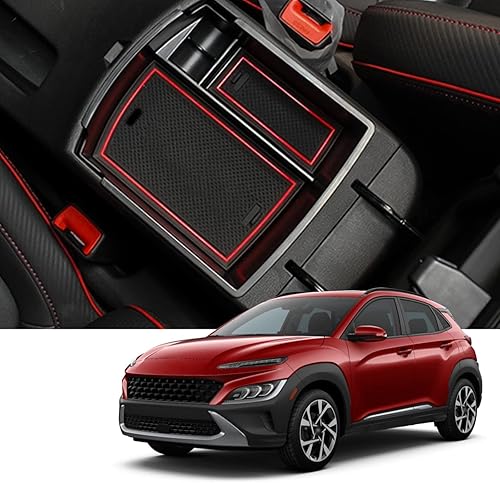 Coleya Organizador de consola central Kona 2018-2021 2022 2023 para caja de reposabrazos Hyundai Kona, bandeja de reposabrazos de consola Kona 2022