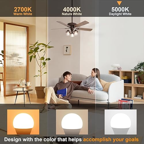Miniatura 3 de comzler Bombillas LED para ventilador de techo, bombilla LED A15, equivalente a 60 W, bombillas de base de candelabro E12, luz diurna 5000 K, 600