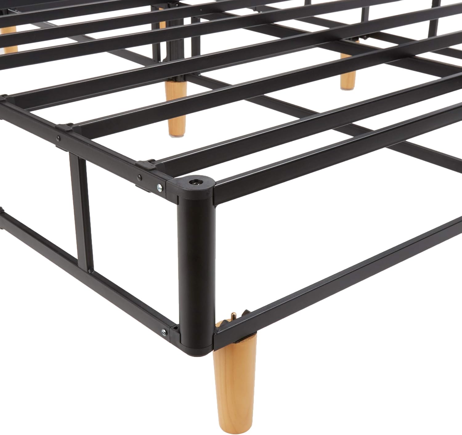  Basics Foldable Mattress Foundation/Box Spring with Steel Slats and Wood Legs, Tools-free Assembley, King: Furniture & Decor