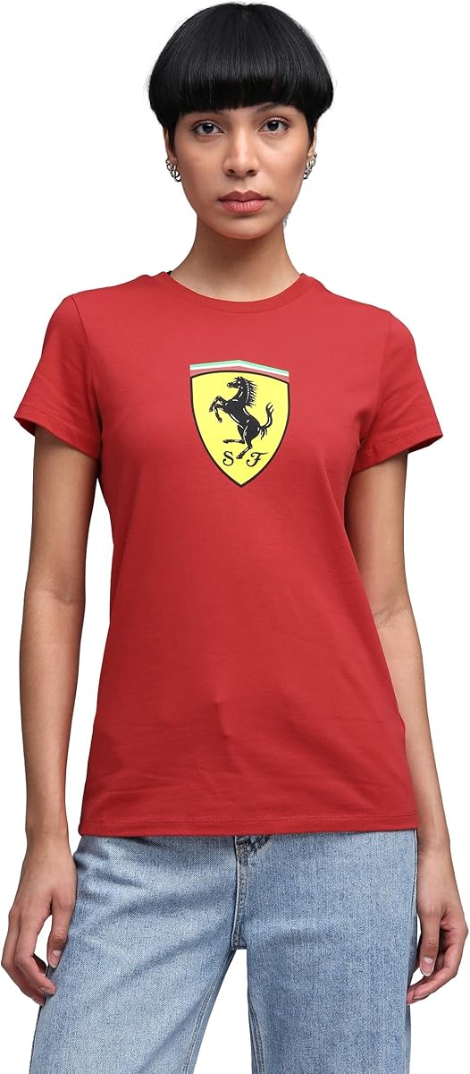 Camiseta Scuderia Ferrari F1 para mujer con logo del escudo del Scudetto