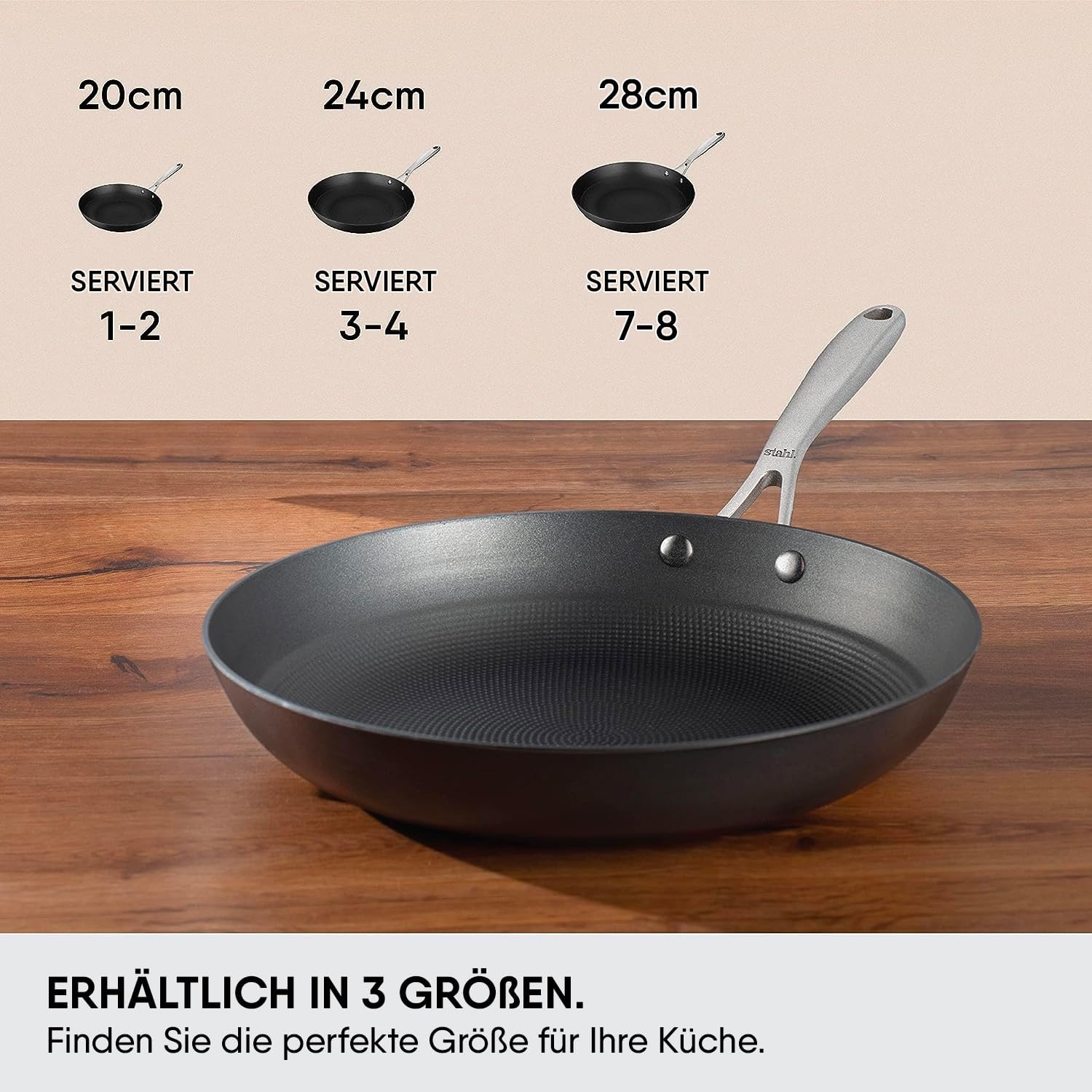 Stahl Blacksmith Hybrid Enamelled Cast Iron Frying Pan, Rust Proof Fry Pan, Cast Iron Egg Pan, Induction & Gas Stove Compatible, 1.4 L, 24 cm