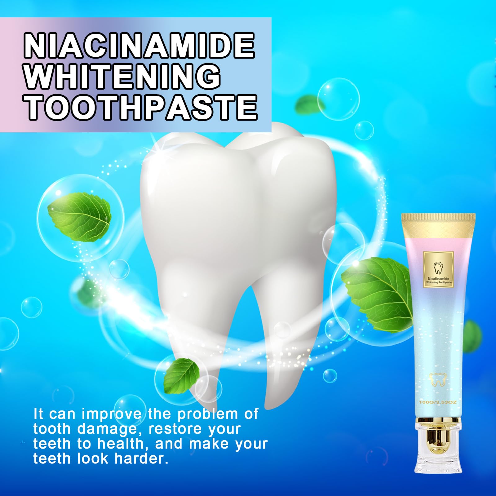 Dentifricio sbiancante con niacinamide, dentifricio sbiancante, alito fresco (4pcs)