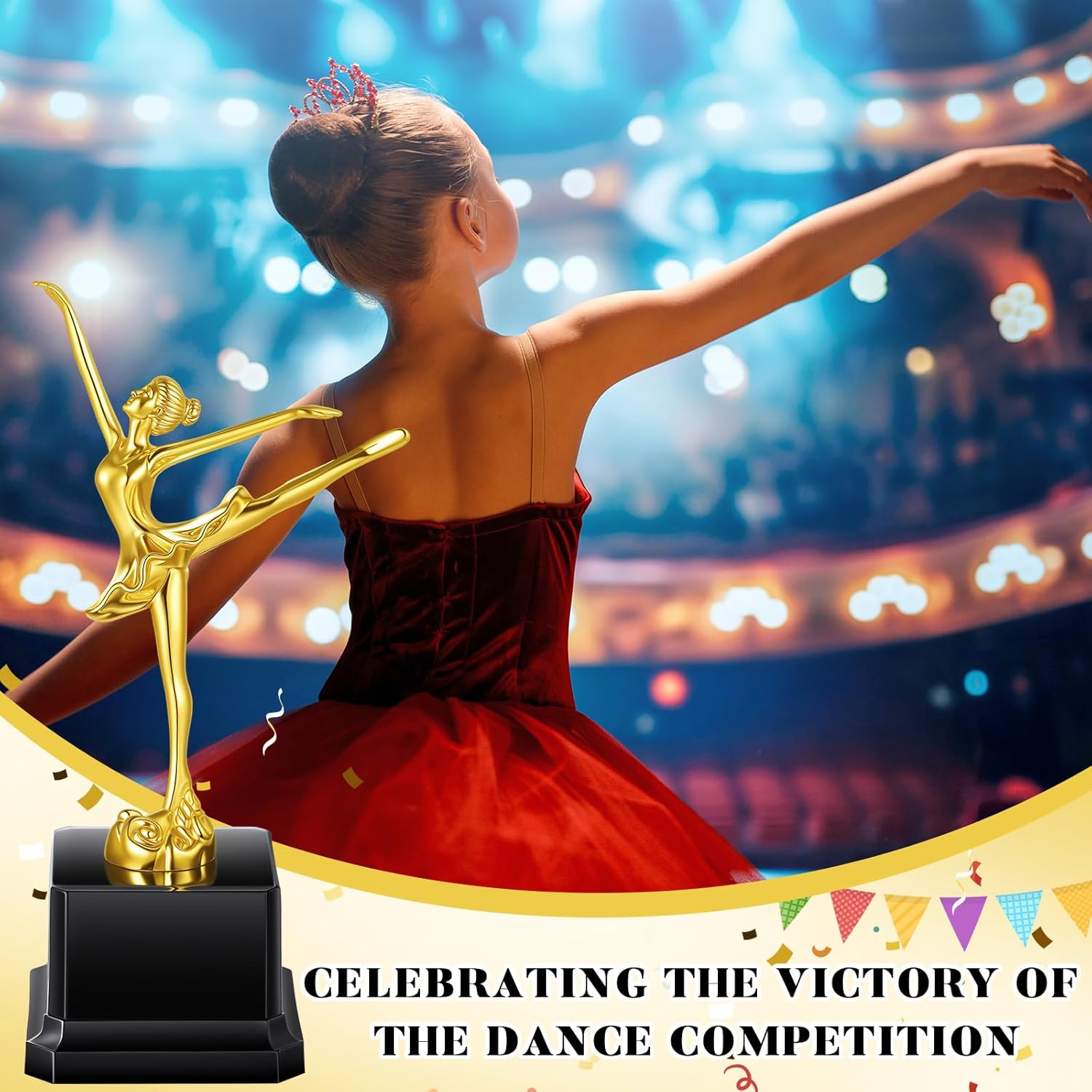 Quelay 4 Pcs 7.9 Inch Dance Ballet Trophy Awards Gold Plastic Trophies Bulk for Employee Recognition, School Prizes, Motivational Gifts, Celebrating Outstanding Achievements, Competitions