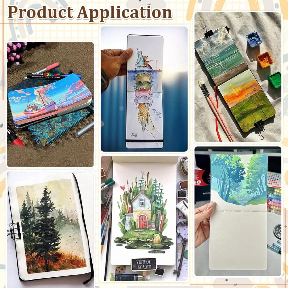 PH PandaHall 2pcs Watercolor Journal, 4x4 inch Watercolor Notebook 24 Pages Cotton Paper Travel Sketchbook Mixed Media Sketchbook for Artists Travel Painting Art Supplies Craft Projects, Light Blue