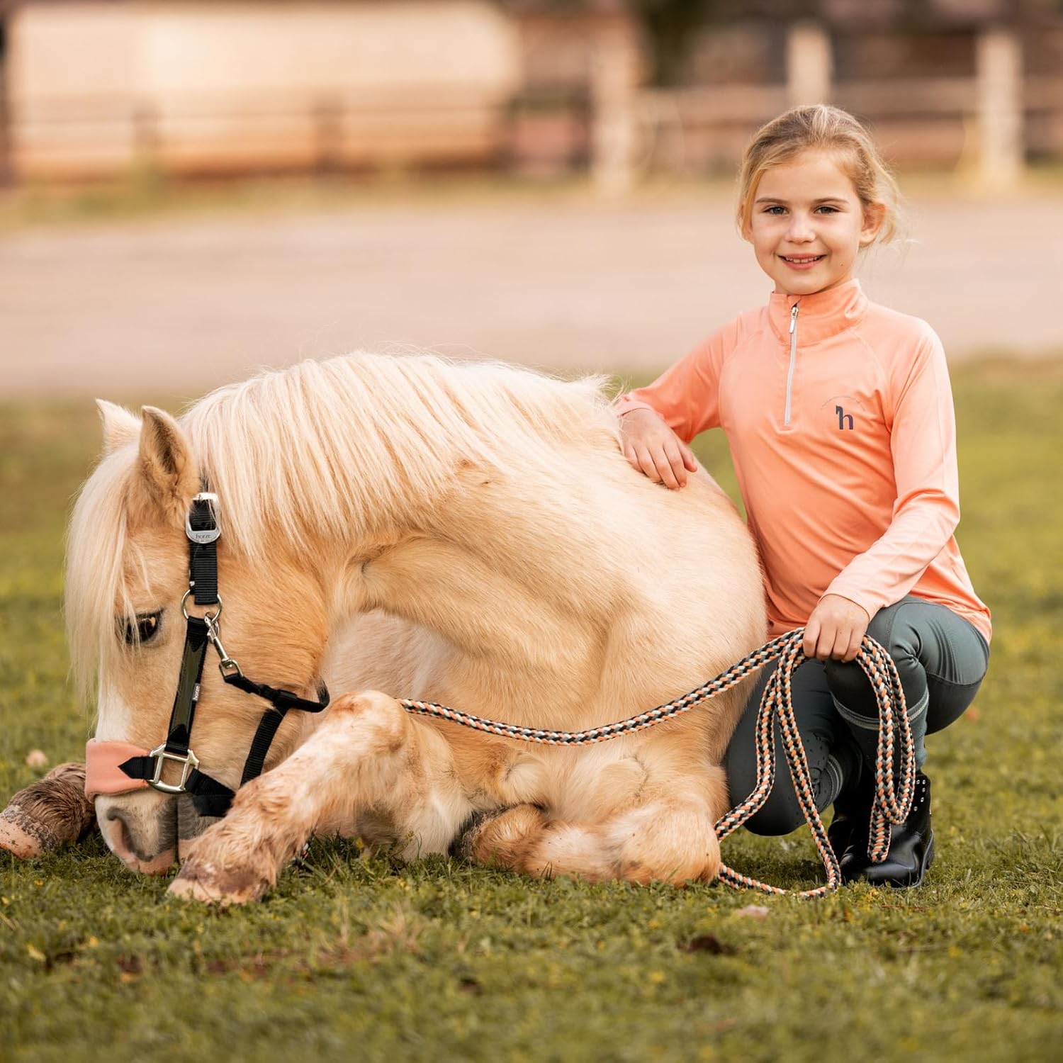 HORZE Lola Kids Long Sleeved Half Zip Tec Shirt