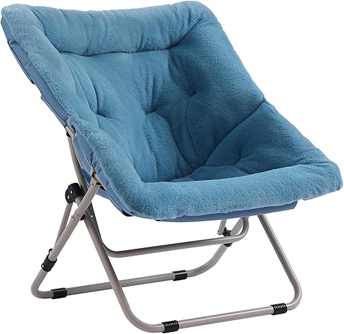 Miniatura 27 de Silla platillo, cómodas sillas de dormitorio, silla plegable de piel sintética de gran tamaño, silla plegable con marco de metal para sala de estar,