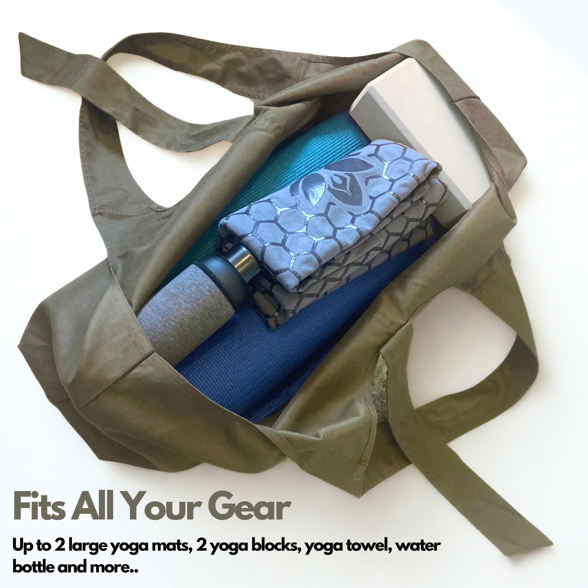 Yogiii YogiiiTotePRO - Borsa per tappetino da yoga, grande borsa per tappetino da yoga o tappetino da yoga con tasca laterale, adatta alla maggior parte dei tappetini