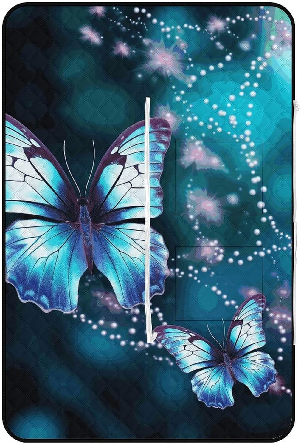Zipper Type Beach Blanket Beautiful Butterfly Picnic Outdoor Blanket Waterproof Foldable for Beaches、Camping、Travel