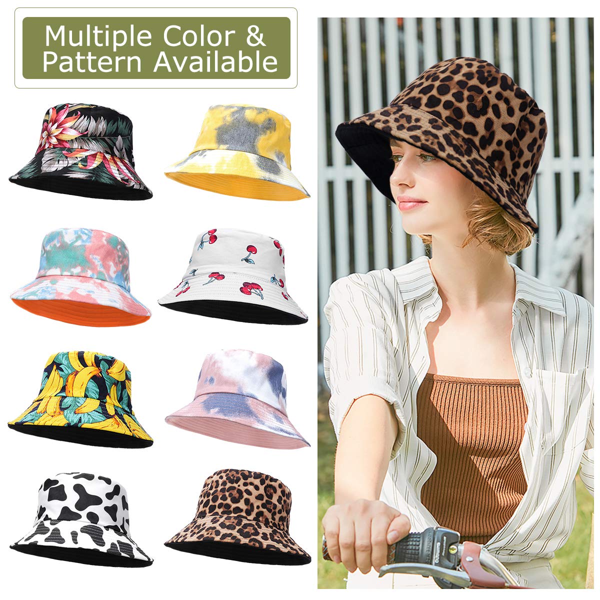 Feng Shui， Sombreros de Pescador para Mujer - Sombreros de Sol de Playa de Verano de algodón Reversible Sombrero de Pescador Plegable para Viajes Playa Senderismo Reino Unido
