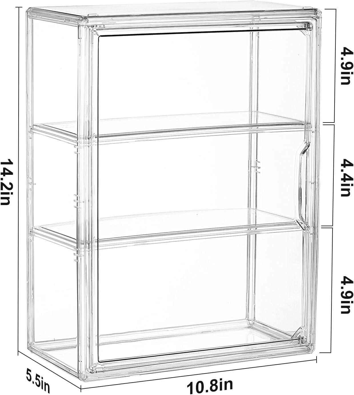 3 Tiers Clear Display Case for Figures, Acrylic Clear Display Box Shelf for POP MART Labubu Doll, 1 Pack