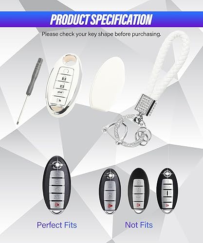 Miniatura 4 de ESEWALAS Funda para llavero, funda de TPU suave para llave de automóvil, funda para llavero con llavero, carcasa inteligente sin llave, protector de