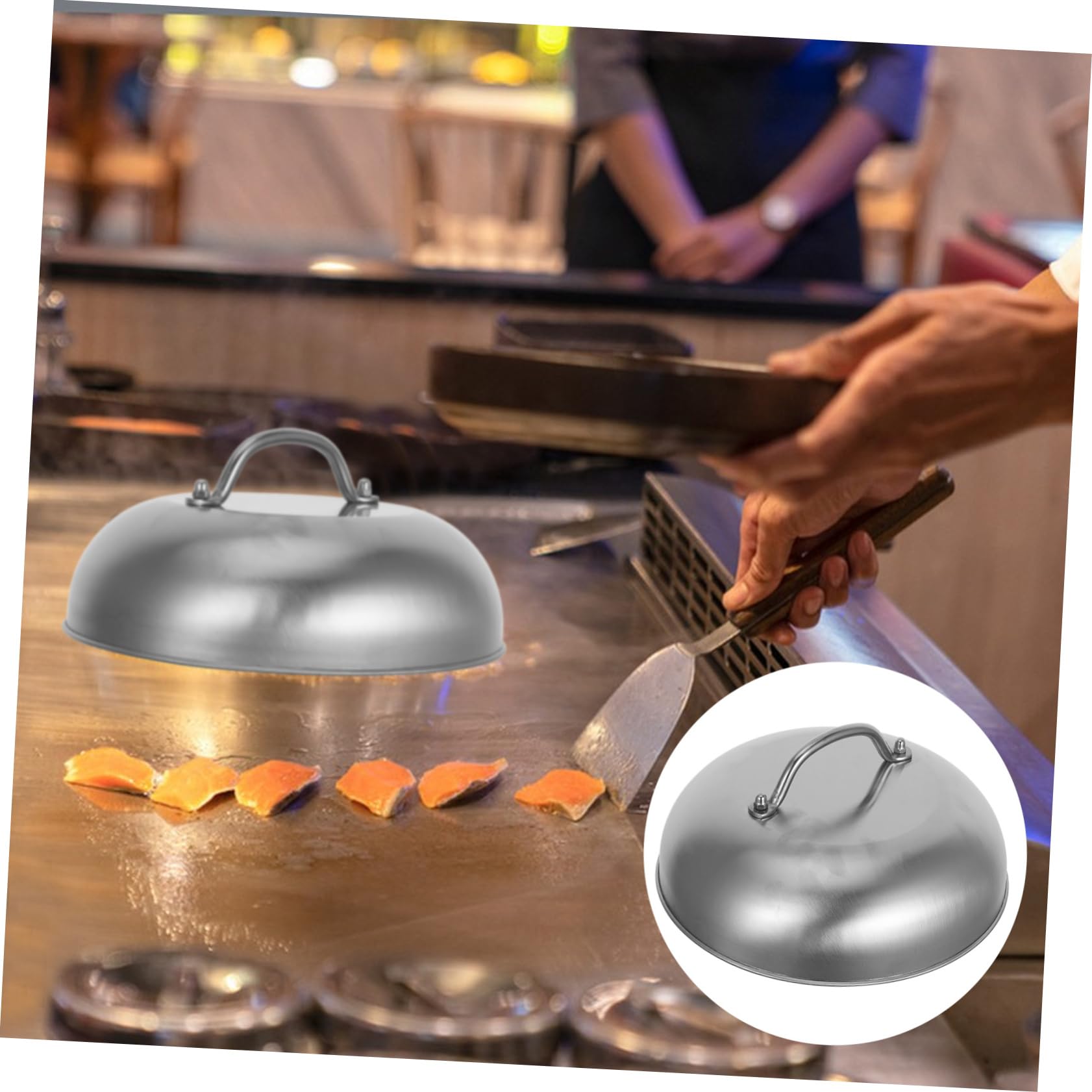 BESPORTBLE Coperchio Rotondo in Acciaio Inox per Pentole da Cucina 2 Pezzi, Copertura Elegante e Resistente per Casa e Campeggio, Previene Traboccamenti