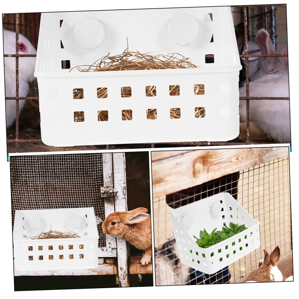 BESPORTBLE 3piezas Comedero De Hierba para Conejos y Roedores Soporte De Plástico Organizador De Alimentos para Hámsters Chinchillas y Diseño y Estable para Alimentación Limpia y