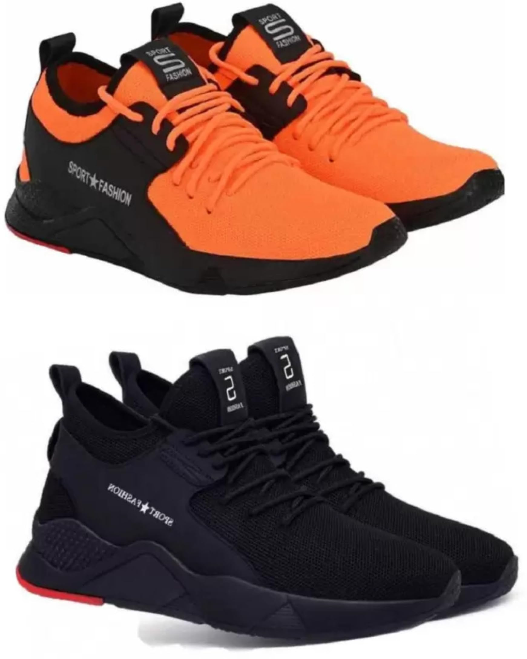Lee Won Running Shoes for Men (Black, Orange, 10) BZ_FASHION/BLACK/FASHION/ORANGE/10 (B0D9Y3LGYR) Amazon Price History, Amazon Price Tracker