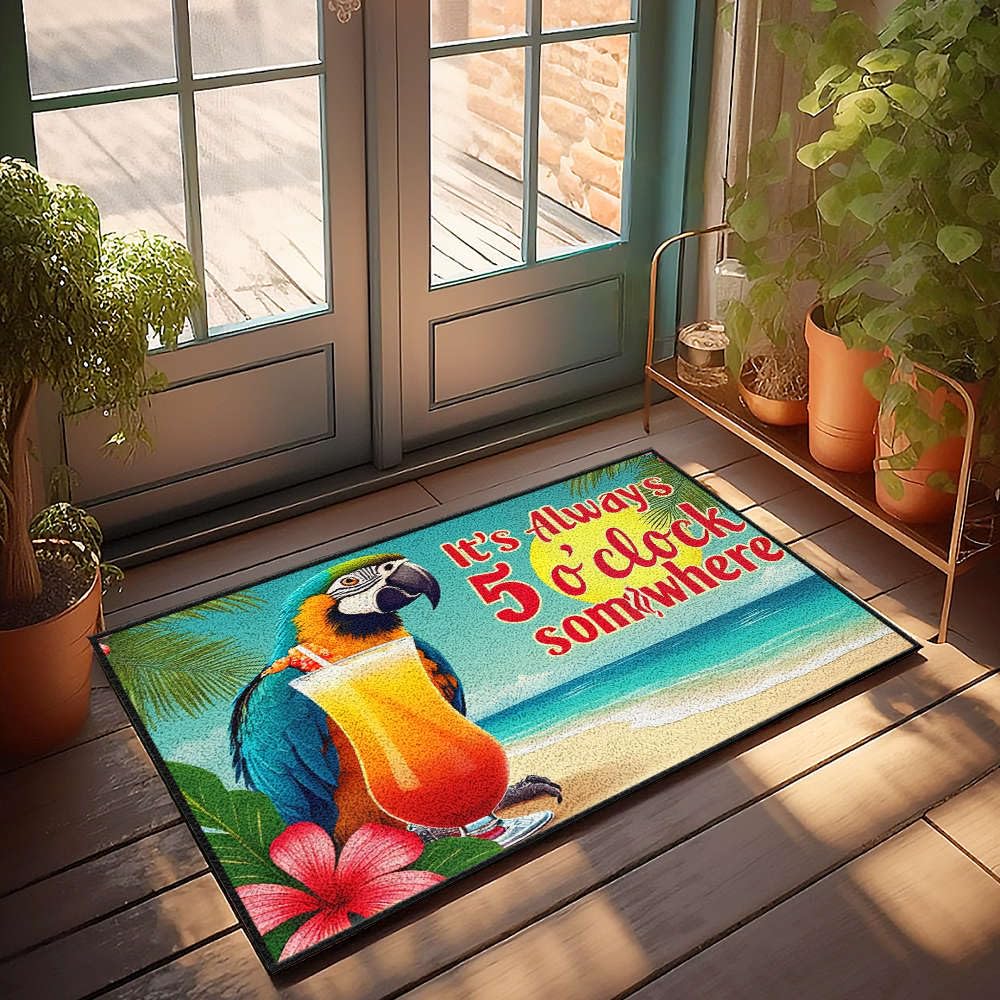 Paillasson extérieur drôle perroquet cocktail tapis d'entrée décoratif man cave 65x90