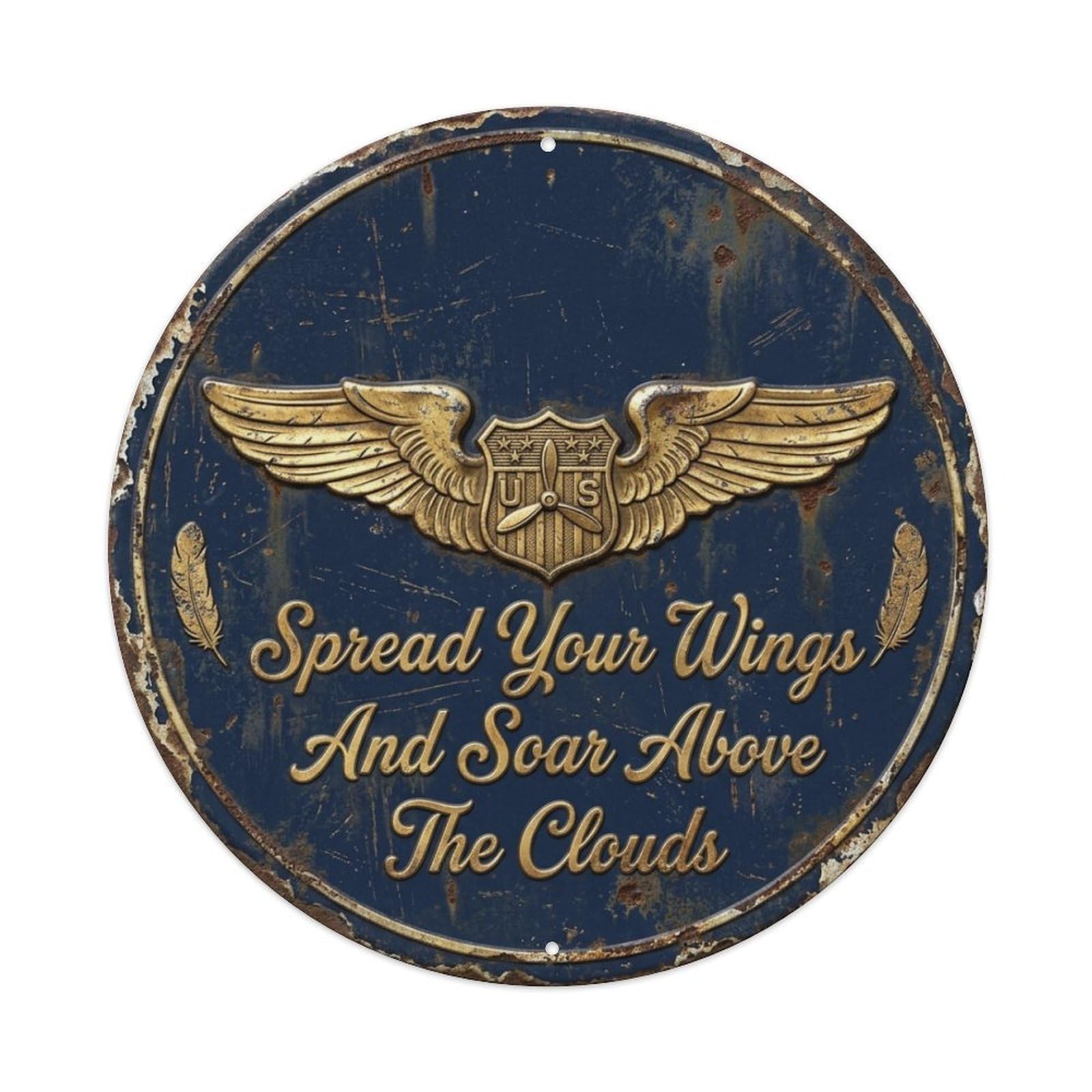 Wings Badge Pilot Bedroom Vintage Metal Tin Sign Plaque Wall Decor for Cafe, Club Bar, Office, Garden Metal Poster 8x8Inch