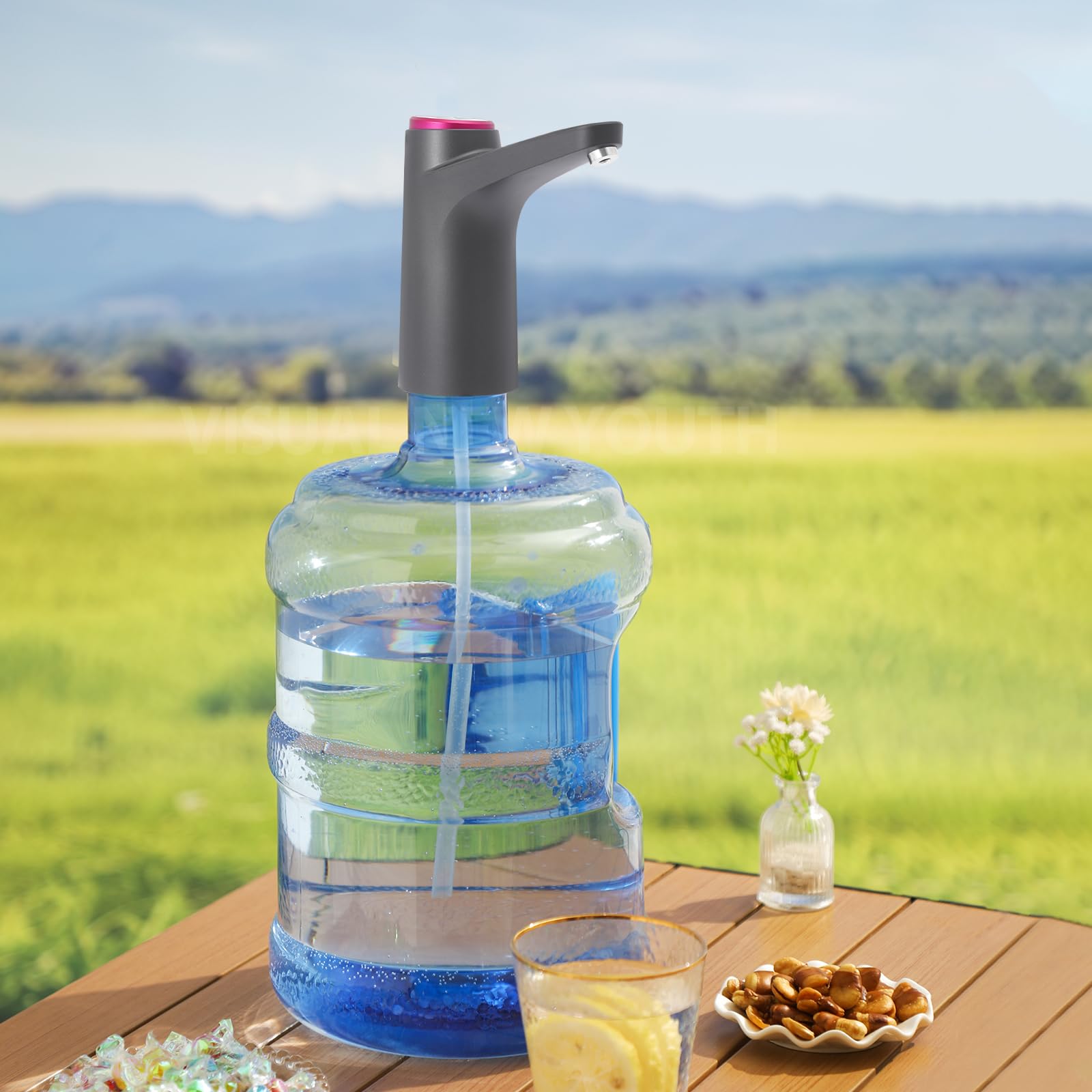 Waterpomp, waterflespomp, campingkraan met pomp, accu-waterpomp, USB