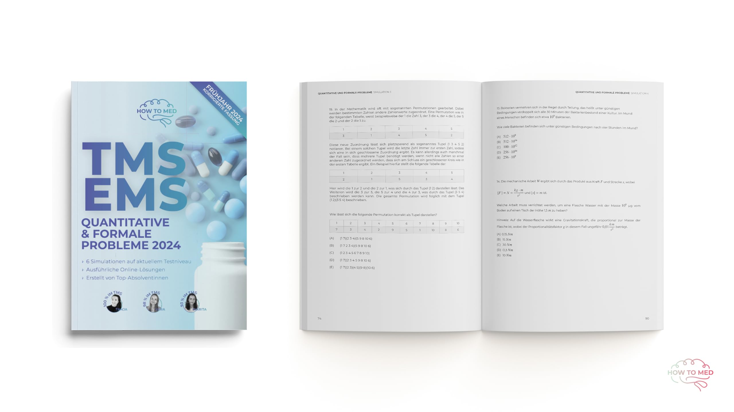 HOWTOMED - Compendio de TMS y EMS 2024 - Guía y preparación para la prueba médica - Adaptado a TMS 2024 - Libros de ejercicios de prueba de medicina en Alemania