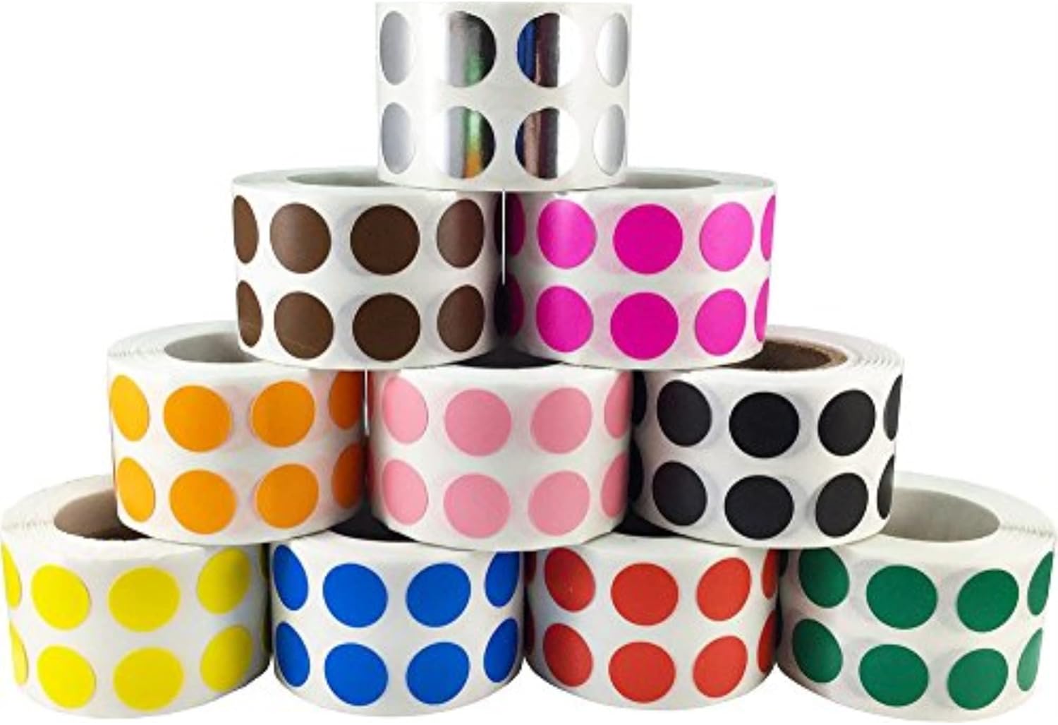 InStockLabels.com Color Code Labels in Bulk - 10 Colors of Half Inch Round Dot Labels - 10,000 Total - Self Adhesive