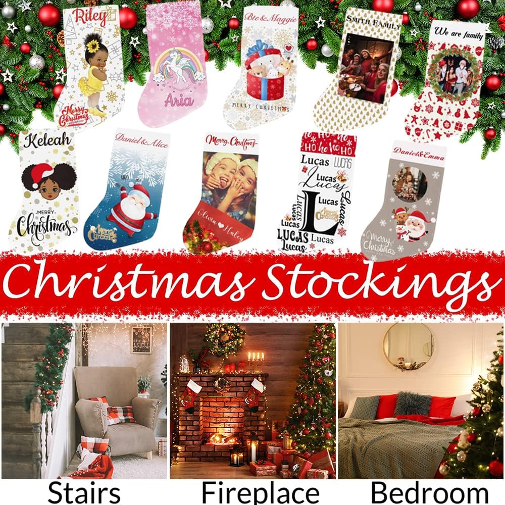 Artsadd Personalized Christmas Stockings with Name,Custom Xmax Text Stockings for Family Kid Pet