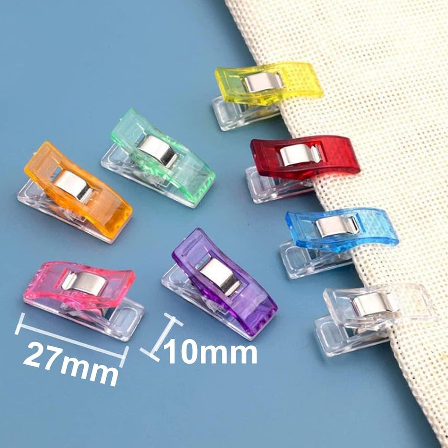 Premium Plastic Clips, 100 Pcs with Box, Sewing Notions for Sewing Quilting Supplies Crafting Tools, Assorted Colors for Craft
