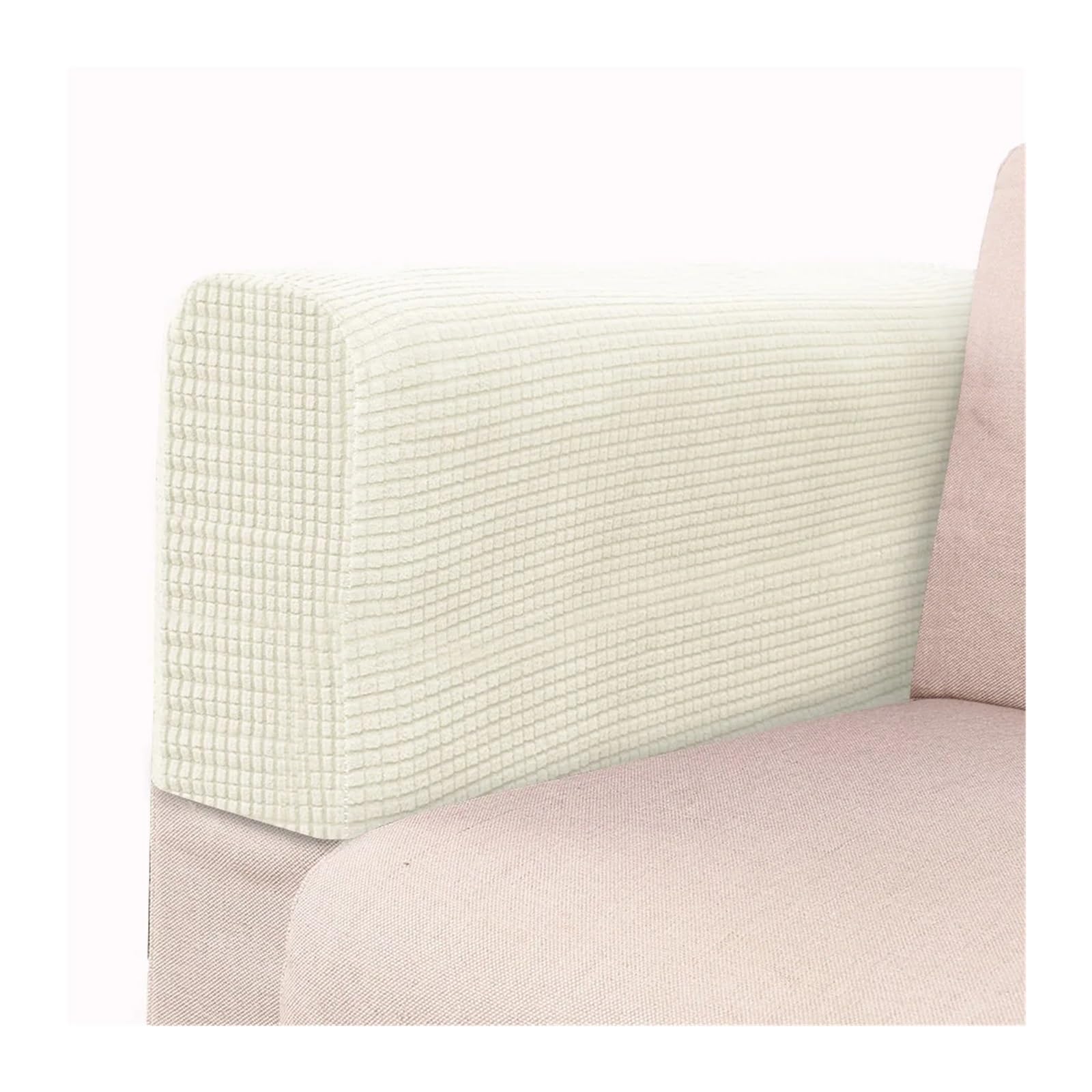 SFOIKVG Arm Covers 2pcs/set Shake Fleece Solid Color Elastic Dustproof Sofa Armrest Glove Decoration for Sofa Chair(Off white)