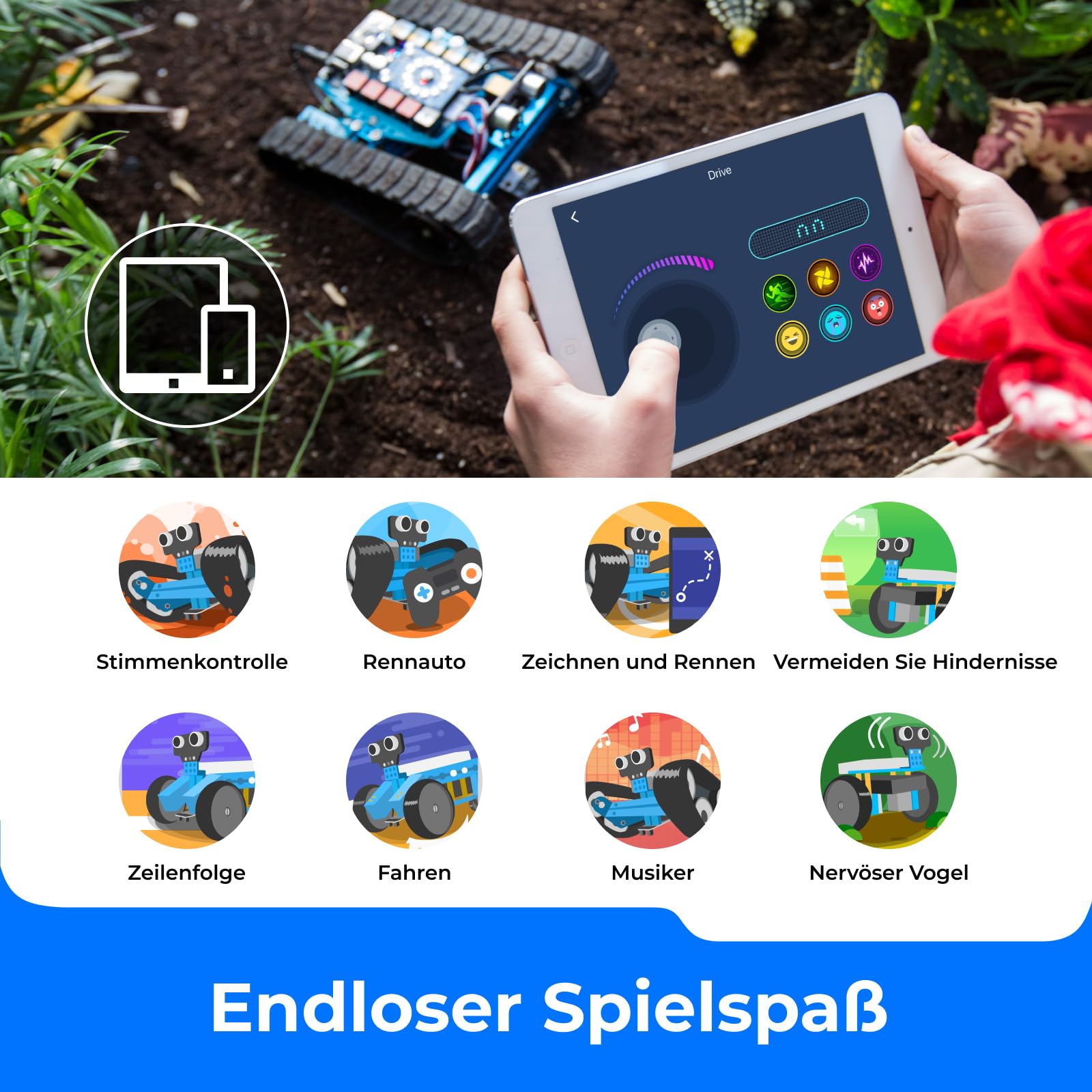 Makeblock mBot Ranger Roboter Programmierbarer 3 in 1, Roboter Bausatz für Kinder ab 8 Jahre, APP-Ferngesteuerte Roboter Kinder Spielzeug können mit Scratch/Arduino programmiert Werden