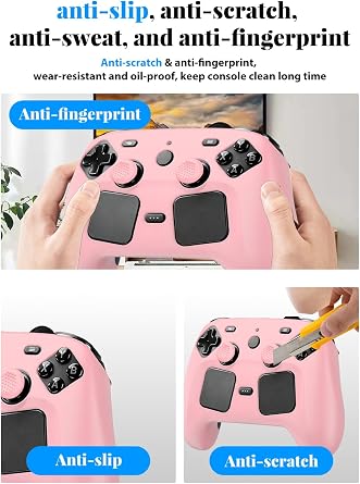 Steam Controller 2 第2世代 2026 用 ケース FJIASTB キッズフレンドリーソフトシリコン保護カバー耐衝撃防水4ボタンカバーピンク