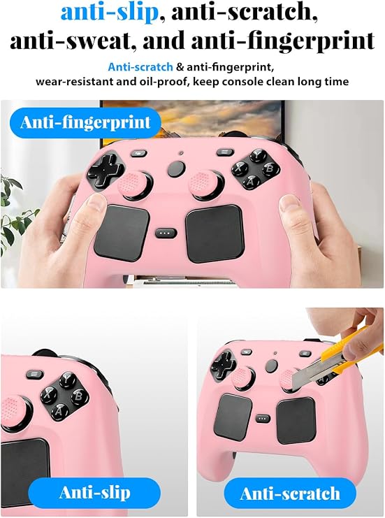 Steam Controller 2 第2世代 2026 用 ケース FJIASTB キッズフレンドリーソフトシリコン保護カバー耐衝撃防水4ボタンカバーピンク