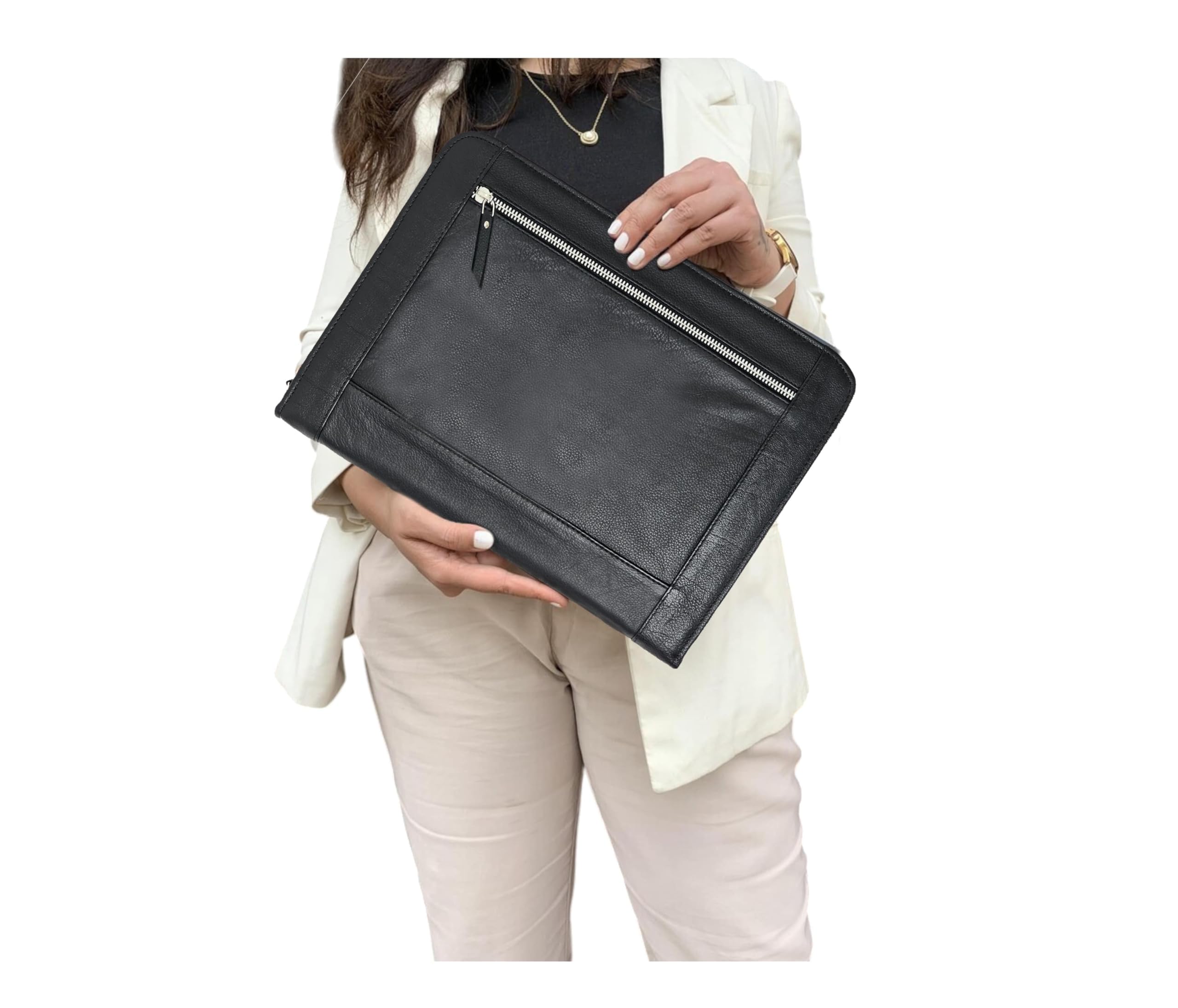 JAALD A4 Cartella Portadocumenti Portablocco in Pelle Valigetta Professionale da Conferenza per Documenti Elegante Ufficio Casual Viaggio Vintage Regalo