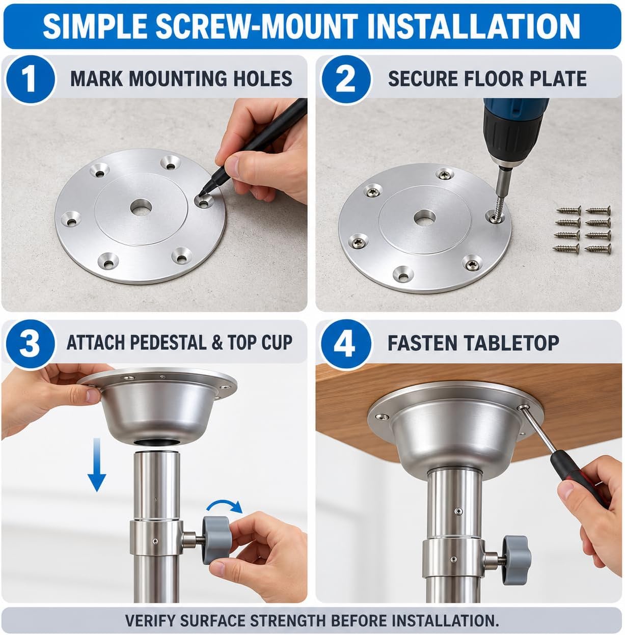 Adjustable RV Table Pedestal 19.7-28.3 Marine Boat Table Leg