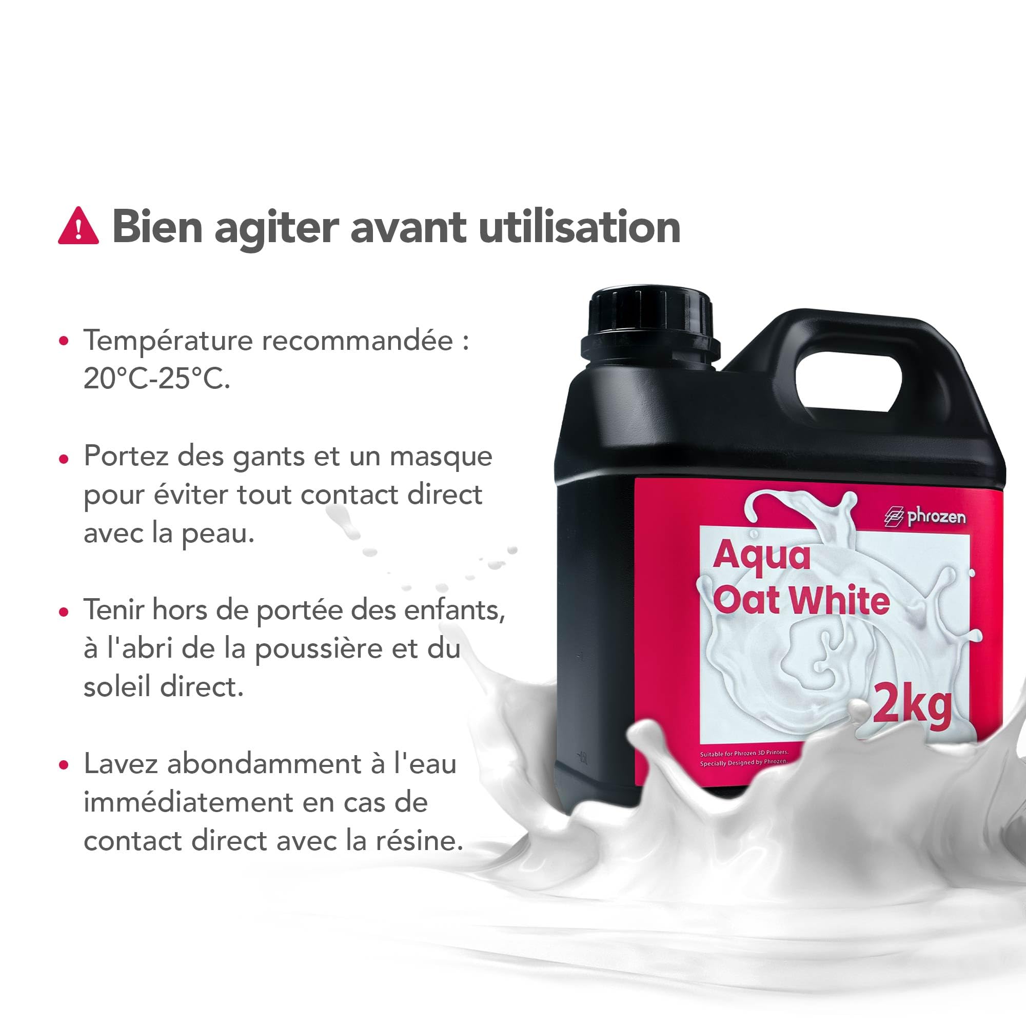Phrozen Auqa-Resin Oat White| Résine d'imprimante 3D | 405 nm UV Photopolymère Resin pour impression 3D LCD/DLP/SLA | Haute Précision, Faible Odeur, Non Cassante (2kg)