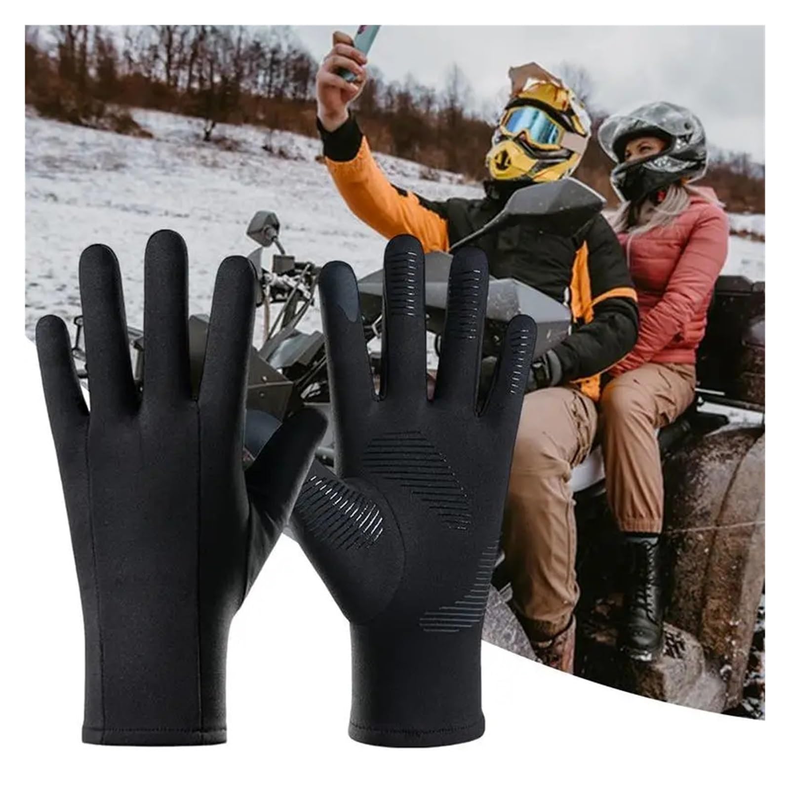 Guantes de esquí con forro negro interior delgado para pantalla táctil, utilidad, fiesta, ultraligeros, deportes, dedos completos, accesorios de snowboard