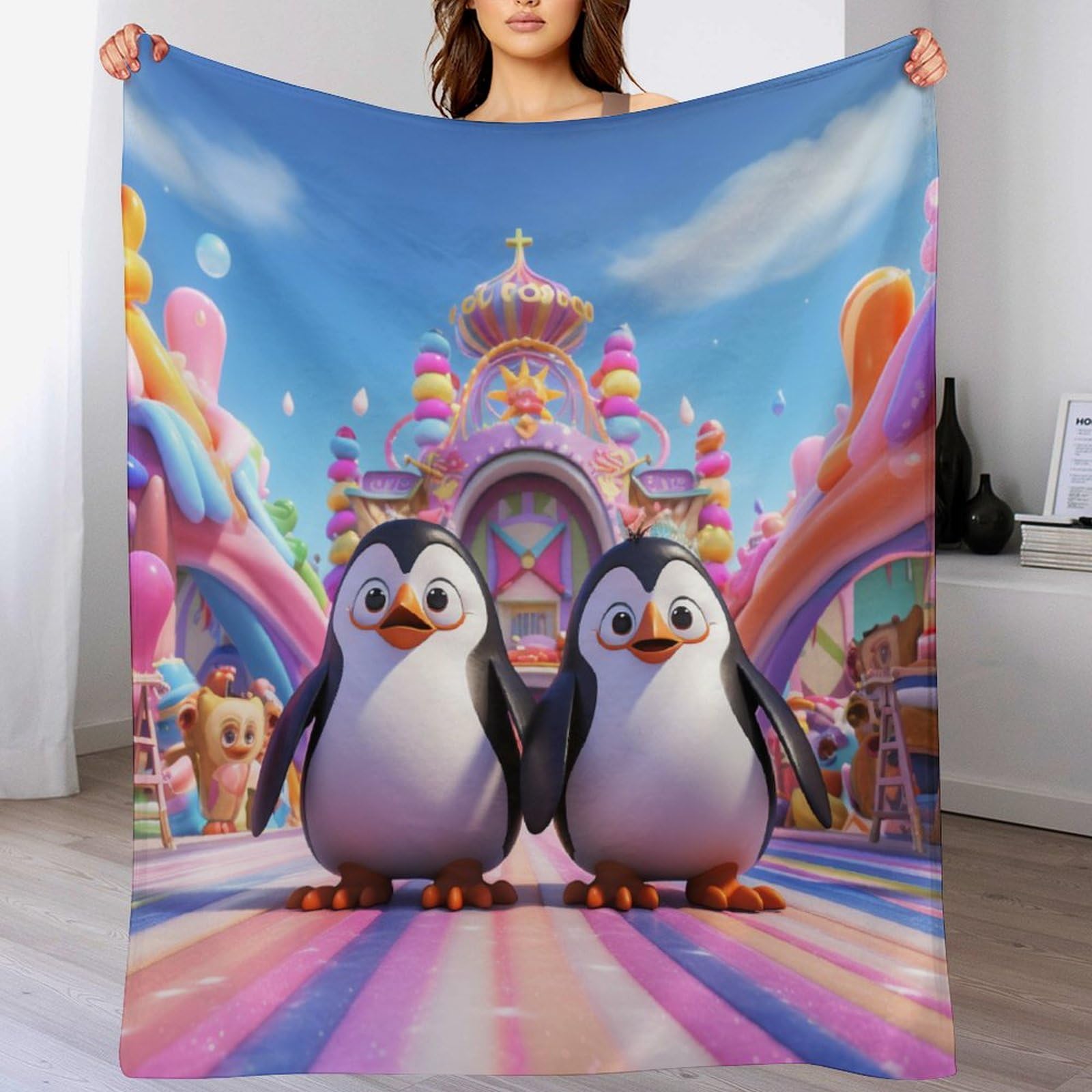 Niedliche Pinguin-Decke Aus Flanell-Fleece – 60x50 Cm, Weich & Leicht, Für Couch, Bett & Büro