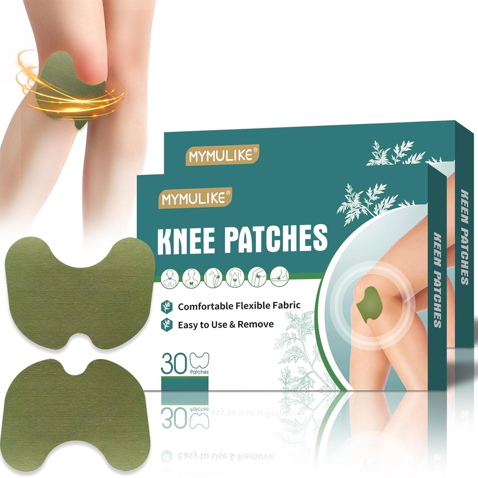 60 Count Knee Patches, Warming Herbal Patches for Knee, 12H Heat Patches Long Lasting Reduce Joint Uncomfortable, Wormwood Extract Sticker for Knee, Joint, Back, Neck, Shoulder