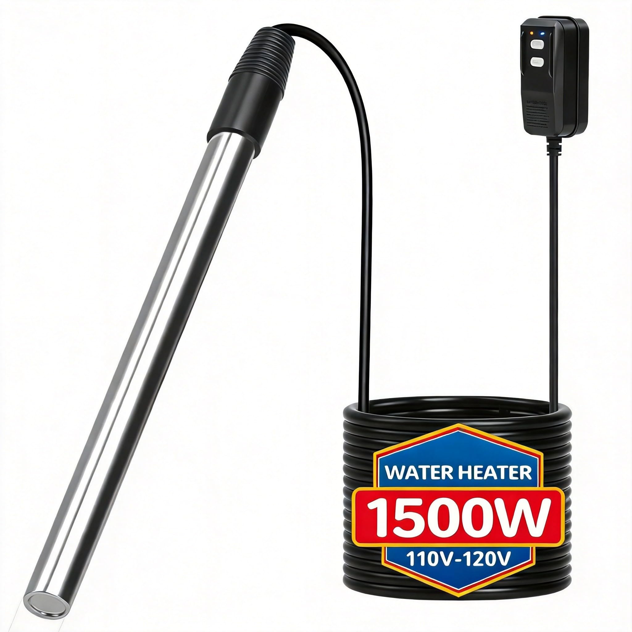 Photo 1 of Immersion Water Heater, 1500W Electric Submersible Water Heater with GFCI, Fast Heating Bathtub Heater for Above Ground Pool, Inflatable Swim Pool, Stock Tank, Hot Tub, Camping,Baptistery,Outdoor