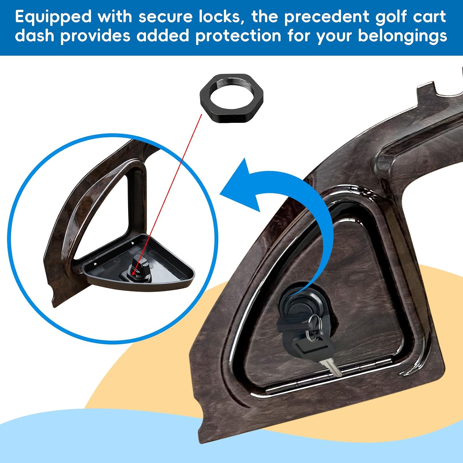 Golf Cart Dash Cover - Compatible with 2008.5-up Club Car Precedent, Tempo, Onward - 3-Door Golf Cart Dashboard