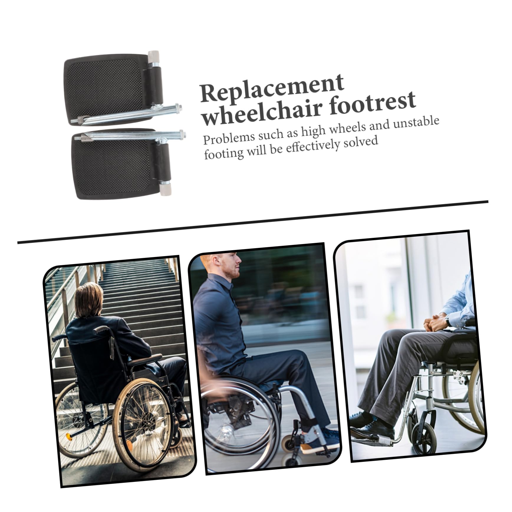 Beavorty Reposapiés para Silla de Ruedas con Poste, Pedal Antideslizante de Plástico, Adaptación y Soporte Estable para Personas Edades Color Aleatorio