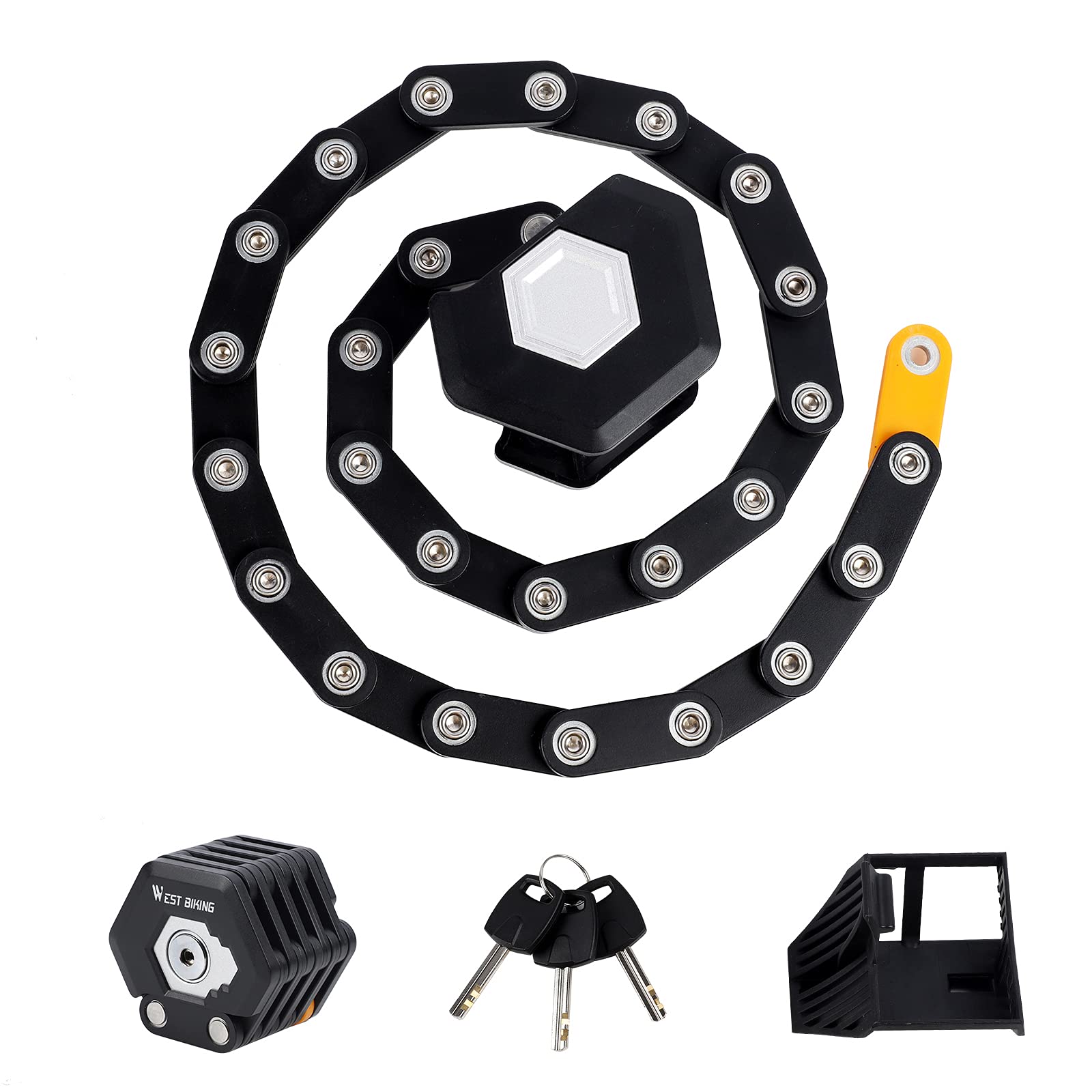 CYCLESPEED Folding Bike Lock Compact Bicycle Locks Anti Theft, Heavy Duty Metal High Security Candado With Mounting Bracket For Mountain Road City Bike Cycling(3 Keys,33.5”)