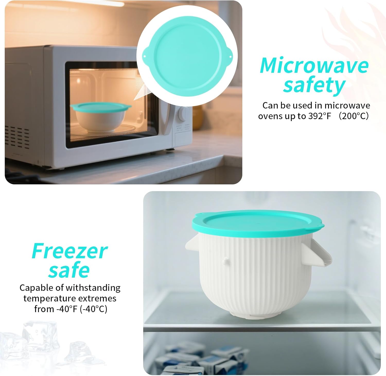 Silicone Lid Compatible with KitchenAid 2QT Ice Cream Mixing Bowl and 5QT Stainless Steel Bowl, Dishwasher Safe, Microwave Up to 200°C (392°F), Freezer Safe (Not Included) - Image 4