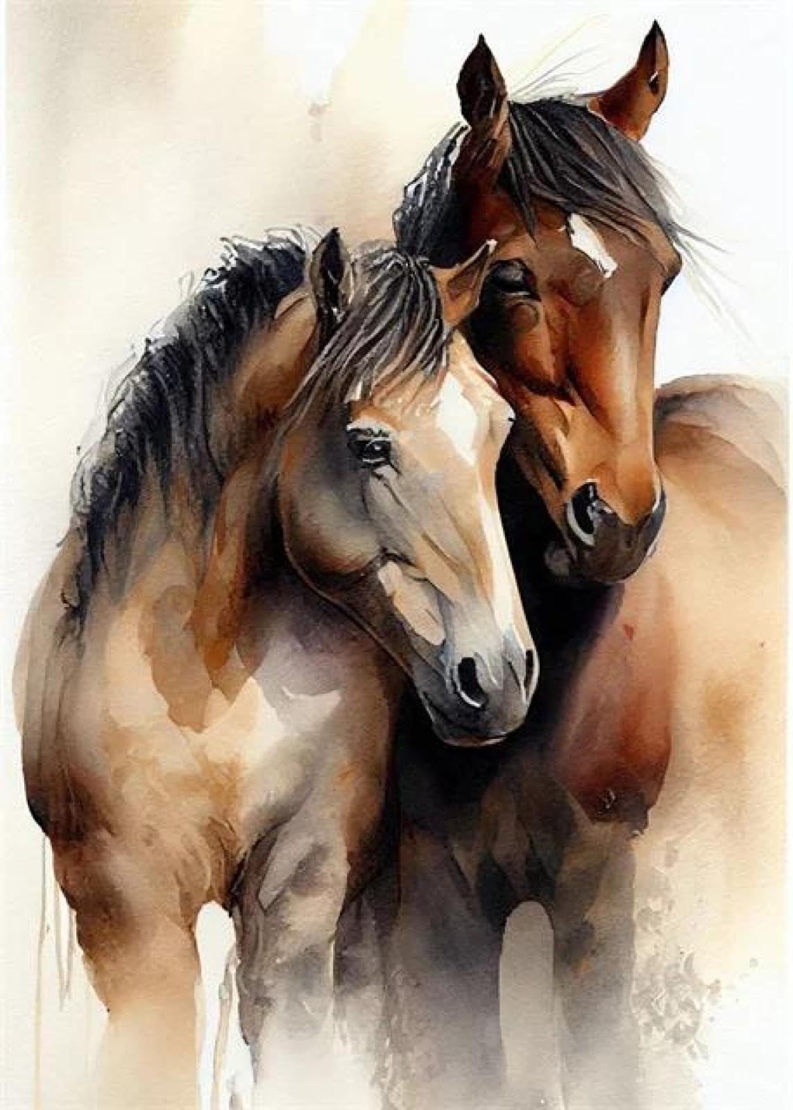SHINERING Abstract Watercolor Horse Animal Canvas Painting Posters Print Wall Art Picture Living Room Decor A14 50X70Cm Unframed