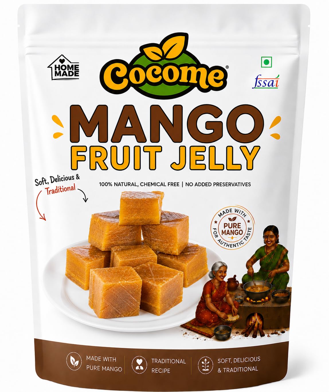 COCOME - Homemade Mamidi Thaadra 500g | Pure Mango Leather | No Added Sugar | Andhra Traditional Sweet-image-2