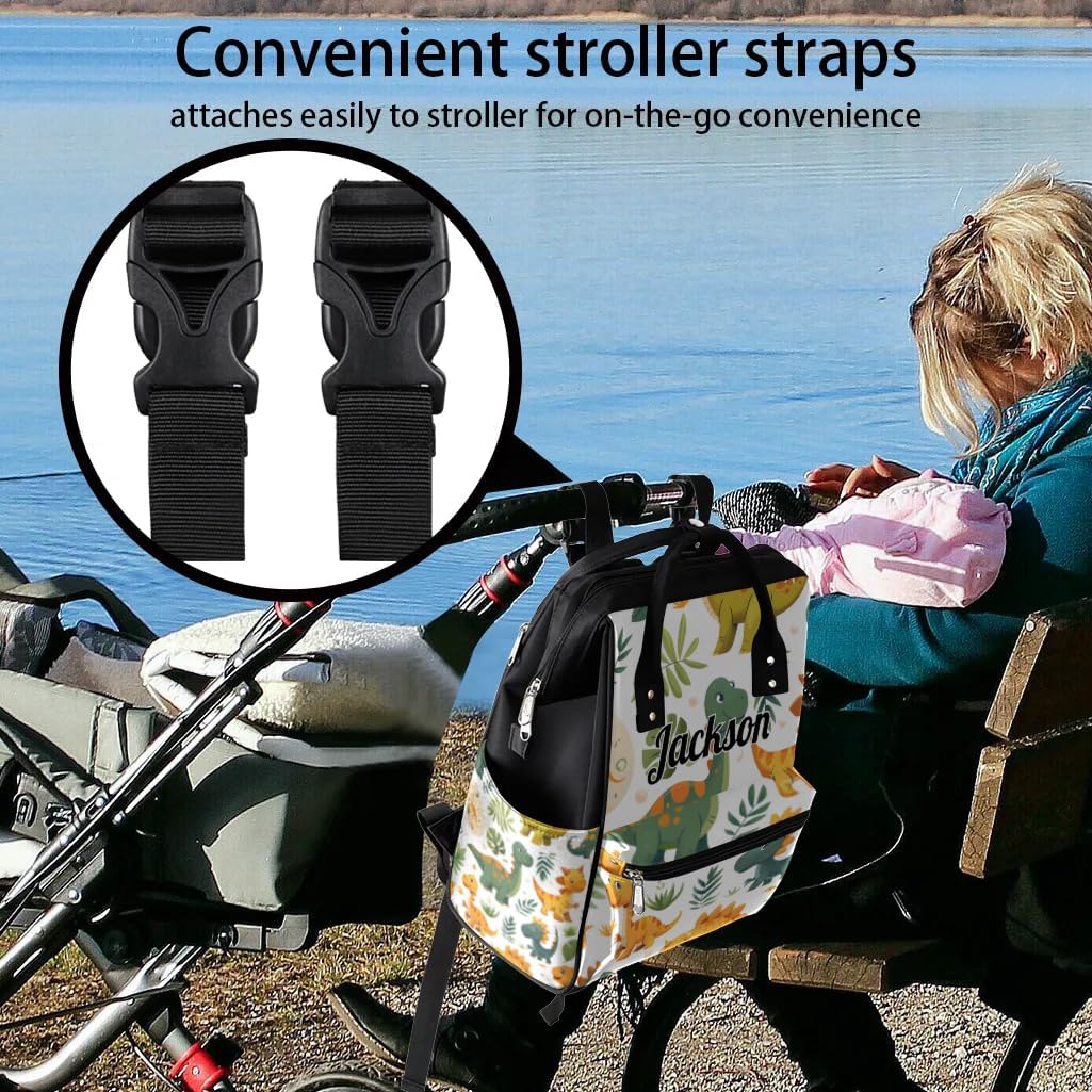 Personalized Diaper Bag Backpack for Baby Boy Nappy Backpack for Mom Waterproof Diaper Boy Bag for Dad Mom Gifts Dinosaur Cute