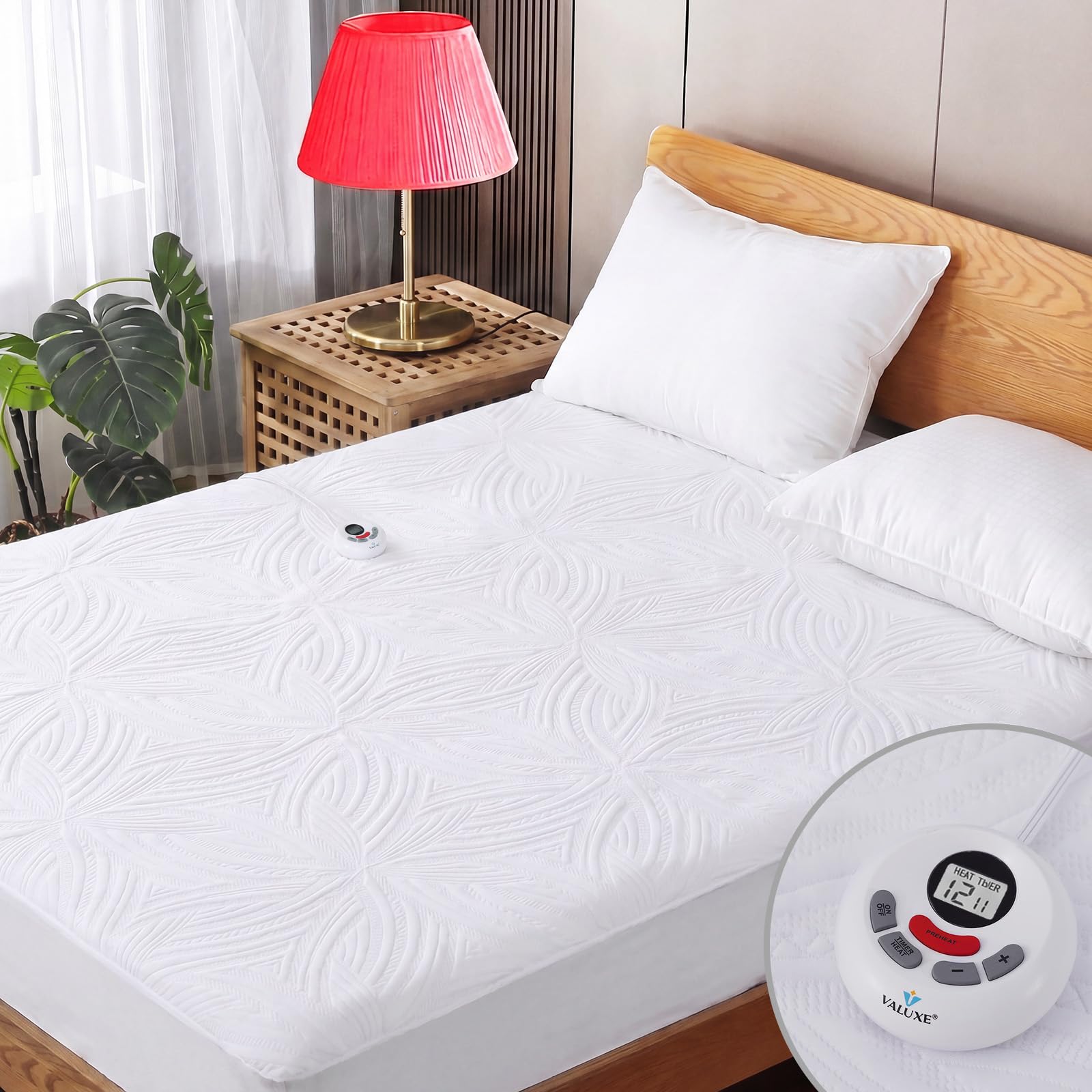 VALUXE Heated Mattress Pad Full Size 12 Heat Settings Electric Bed Warmer
