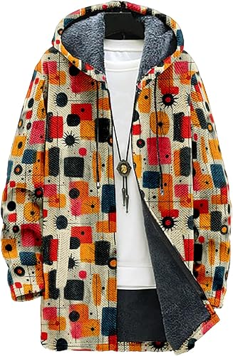 MARSVOVO Aztec Ethnic - Suéter de punto para hombre, con cremallera y capucha, estilo casual, elegante, con forro polar, chaqueta de punto