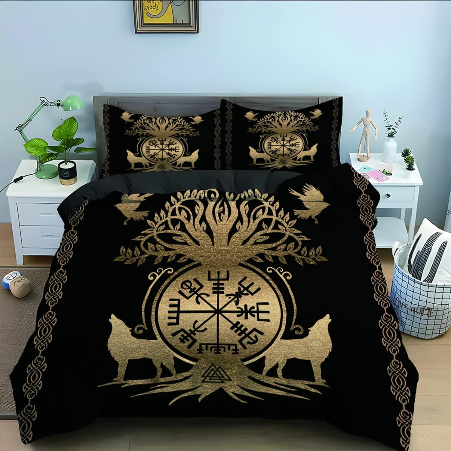 Housse de couette 240x260 cm adulte viking parure lit finition zip