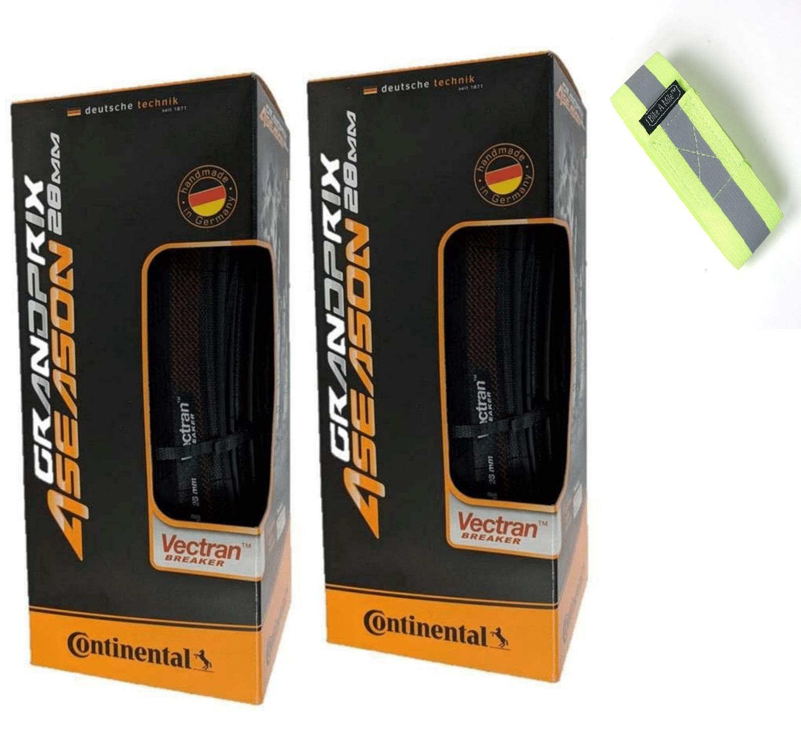 Bike A Mile Continental Grand Prix 4 Season Road Bike Tires Set of Folding Bicycle Tire with Reflective Safety Armband