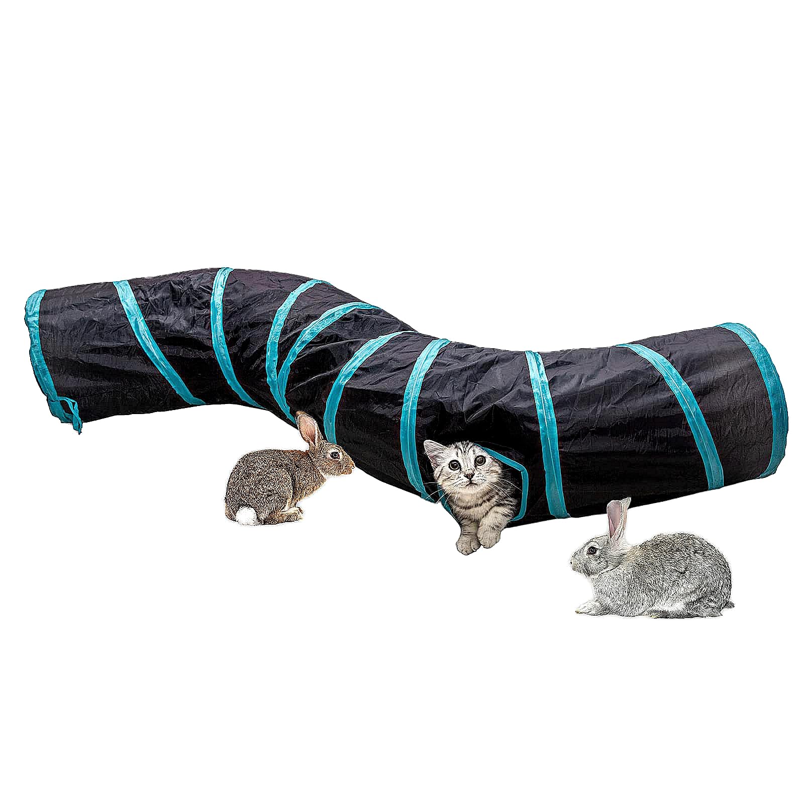 Túnel De Gato, Túneles para Gatos En Forma De 2 Vías Plegable Tubo Juguete para Gatos para Conejos, Gatos y Perros, Interiores y Exteriores (S-Tunnel)