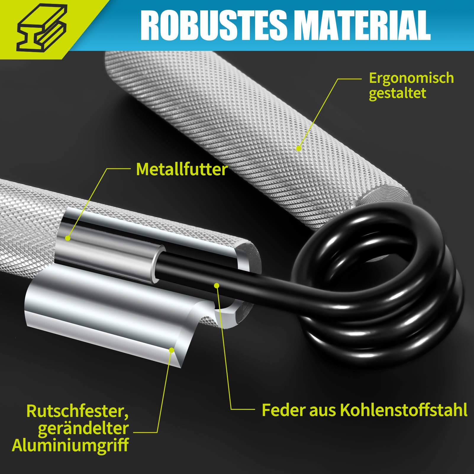 Zestaw 4 trenażerów dłoni, trener palców, aluminiowy trener przedramion, trener siły chwytu, trener mięśni dłoni do wzmacniania chwytu, budowy mięśni i ćwiczeń rehabilitacyjnych (50/100/150/200lbs)